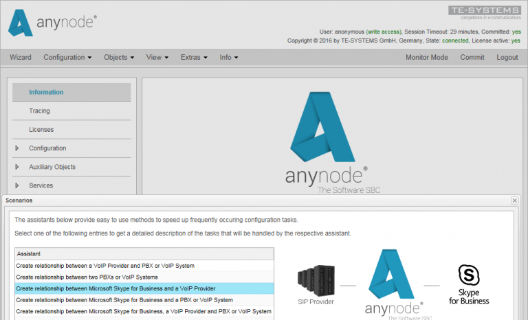 Anynode Oberflaeche